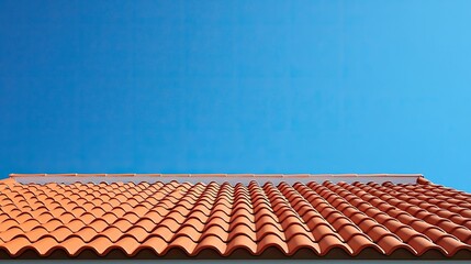 Fototapeta premium Terracotta roof tiles against blue sky