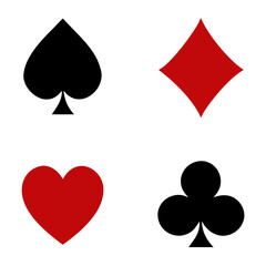 Vector set of icons for playing cards. Vector illustration symbols isolated on white background