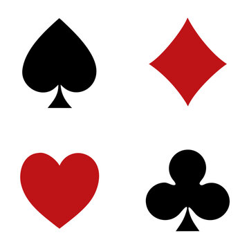 Vector set of icons for playing cards. Vector illustration symbols isolated on white background