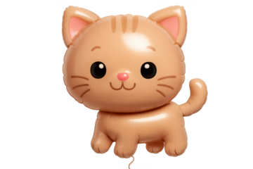 Cute cartoon cat balloon animal floating with transparent background