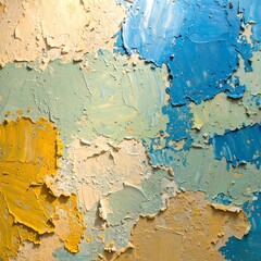 Abstract textured painting with layers of vibrant colors