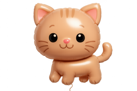 Cute cartoon cat balloon animal floating with transparent background