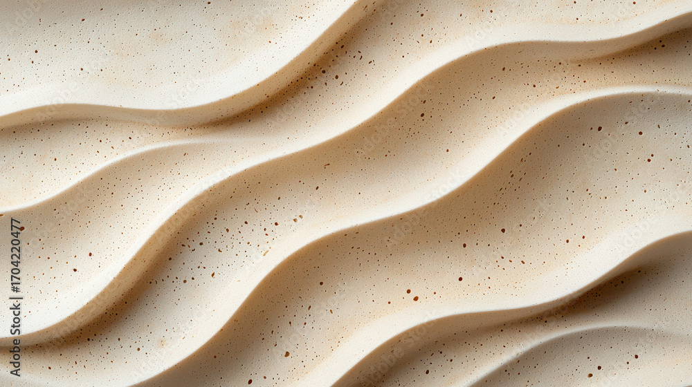 Poster textured surface with wavy patterns in light beige color, creating minimalist and natural aesthetic.