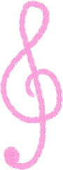 Pink Treble Clef Illustration – Cute Hand Drawn Pastel Music Symbol PNG