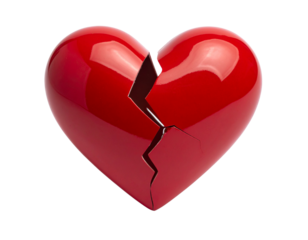 Close-up of broken red heart for Valentines Day background