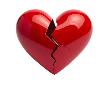 Close-up of broken red heart for Valentines Day background