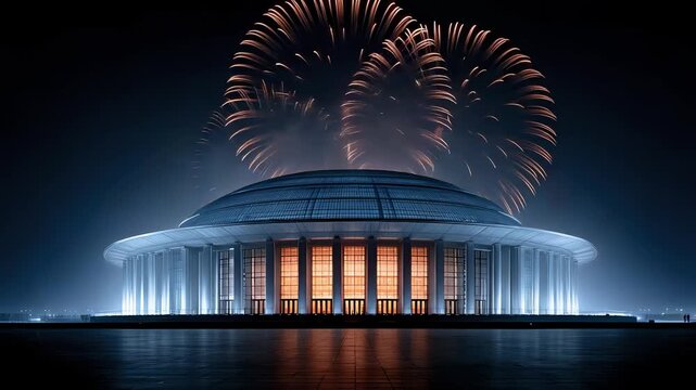 Magnificent Fireworks Bloom Above Grand Architecture