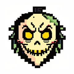 Fototapeta premium Pixel art halloween mask isolated on white with retro 8-bit colorful design