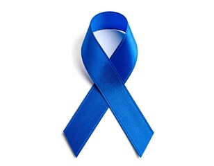Blue awareness ribbon on white
