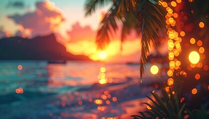 Tropical sunset beach scene