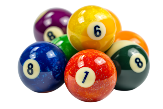 Colorful billiard balls close up