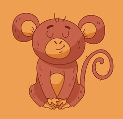 Cartoon doodle line style jungle monkey animal character concept. Vector graphic design illustration