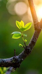 Fresh sprout in morning light