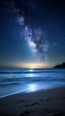 Milky Way over a beach at night