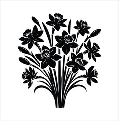 Bold Silhouette of Spring Daffodils A Floral Composition with Delicate Details and Striking Contrast to Capture Nature's Beauty
