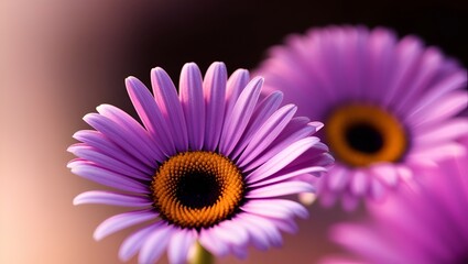 Artistic selective focus shot of a blooming purple African daisy, with delicate textures in focus and surrounding foliage softly blurred.