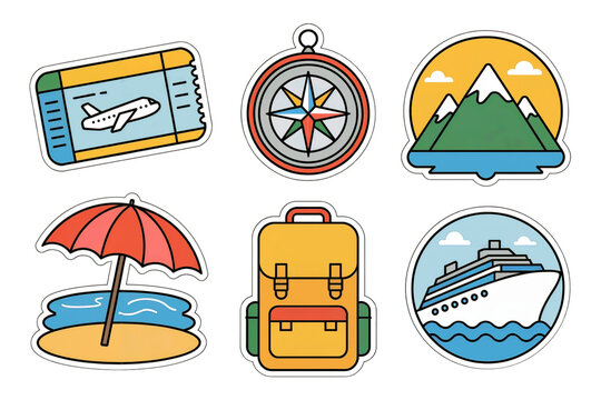 Travel and Adventure Icons Set Vacation Elements png isolated cutout background