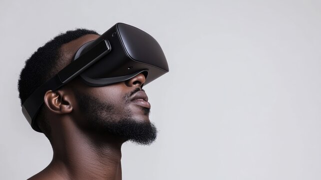 Man experiencing virtual reality with vr headset