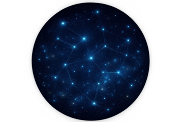 Constellation forming geometric figure in a starry night sky with transparent background