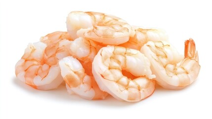 Cooked shrimp on white background