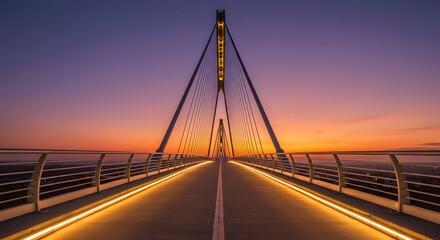 Fototapeta premium A glowing bridge leading into the horizon, symbol of endless future.