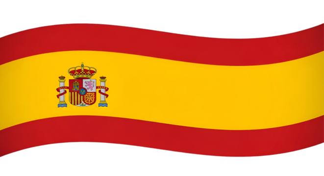 Waving Spanish Flag with Coat of Arms