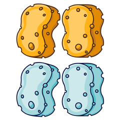 Bright yellow sponge vector illustration isolated on white background for cleaning product packaging and labels