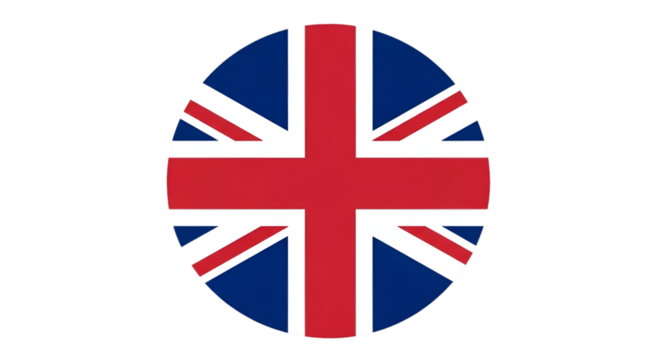 Union Jack Flag in a Circle on Black Background