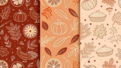 Hand-Drawn Thanksgiving Patterns .Ai Generative