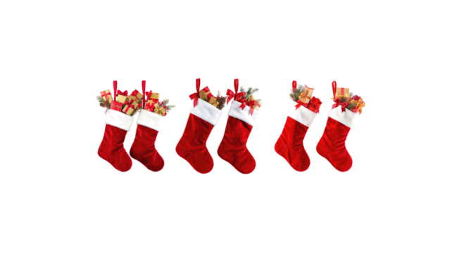 Christmas stockings on transparent background png