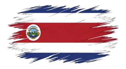 Costa Rican Flag with Brushstroke Effect