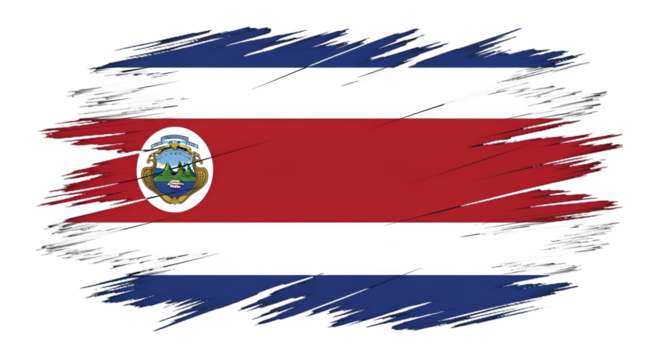Costa Rican Flag with Brushstroke Effect