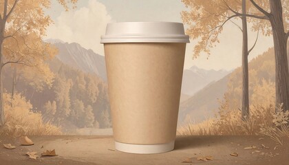 Autumnal coffee cup in nature scene