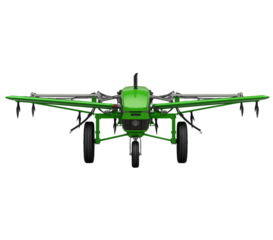 Green Agricultural Drone With Wheels Keywords: drone, agricultural drone isolated on a transparent background