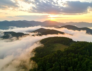 Misty mountain sunrise