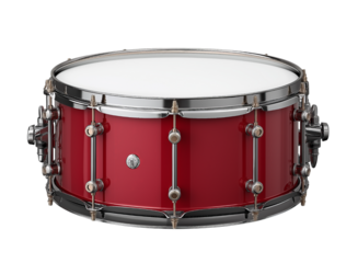 Red Snare Drum with Chrome Accents Isolated musical instrument isolated on a transparent background