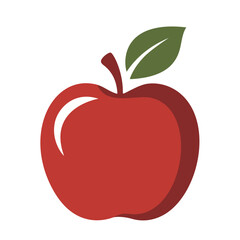 A Vibrant Red Apple Illustration with a Fresh Green Leaf Depicting Healthy Eating and Orchard Freshness in a Clean, Modern Style on a White Backdrop for Educational and Nutritional Content