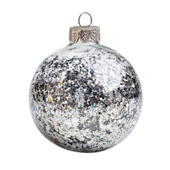 Sparkling silver glitter glass christmas ornament festive holiday decoration home decor
