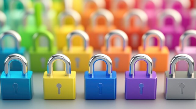 Colorful padlocks data protection security