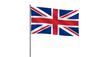 Waving Union Jack Flag on a Pole