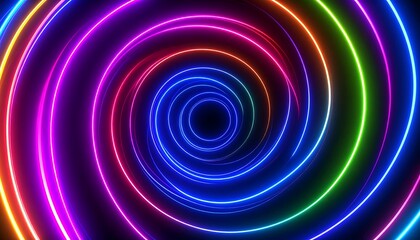 Abstract swirling neon rings