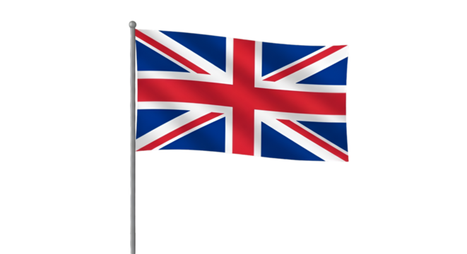 Waving Union Jack Flag on a Pole