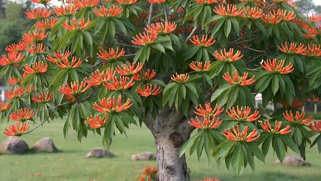 Erythrina Crista-Galli Also Known as Coral Tree or Cockspur Coral Tree: Small Deciduous Tree with Attractive Foliage and Showy Flowers