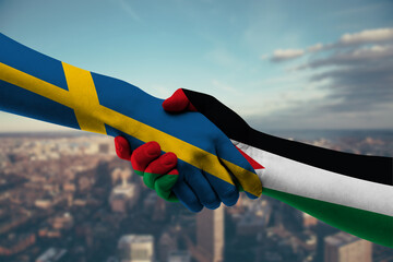 Shaking hands Sweden and Jordan