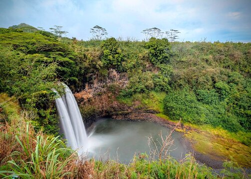Wailua Falls Waterfall, Kauai, Hawaii - Powered by Adobe