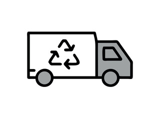 Vector art of recycling truck for waste removal.