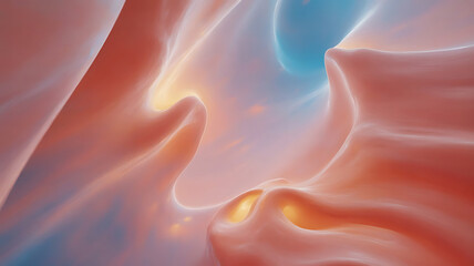 Surreal Abstract Landscape with Flowing Forms and Dreamy Colors A Mesmerizing Fusion of Organic Shapes and Ethereal Light