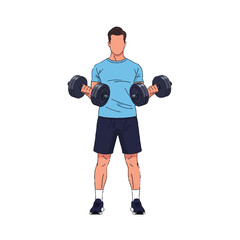 Man Lifting Dumbbells in Gym