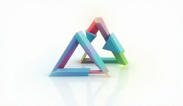 3d render of a triangle symbol on a red background