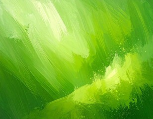 Abstract vibrant green and white brushstrokes